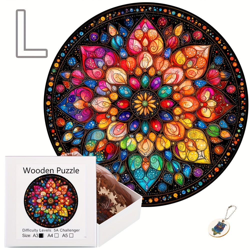 Floral Wooden Puzzle Colorful Pieces Educational Toy