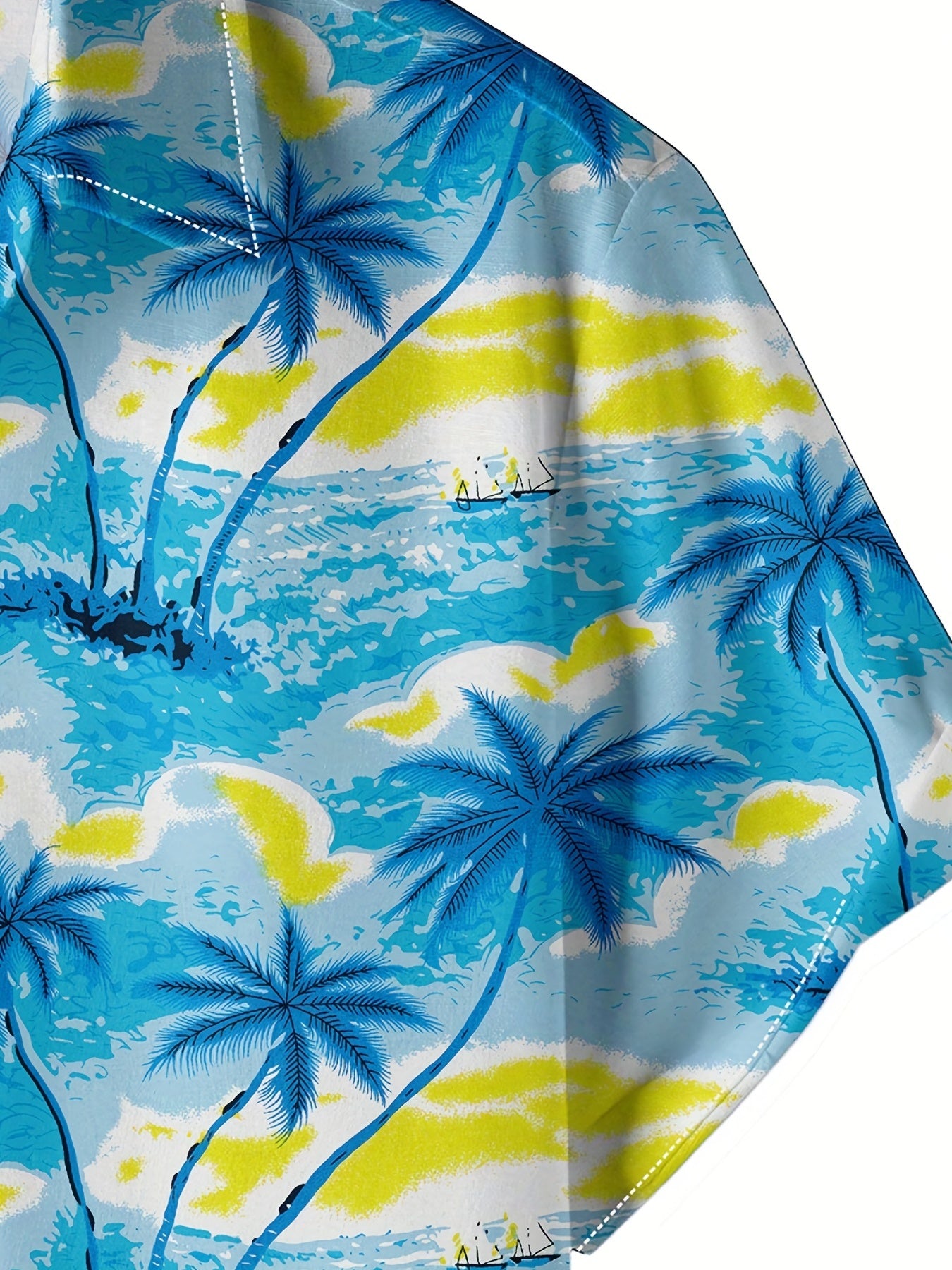 Coconut Palm Hawaiian Shirt Men's Summer Beach Vacation Button Up Shirt