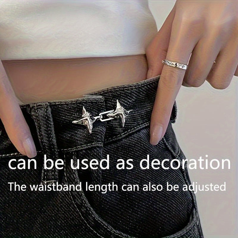 2pcs Adjustable Denim Waist Buttons Star Fit for Jeans & Men's Accessory
