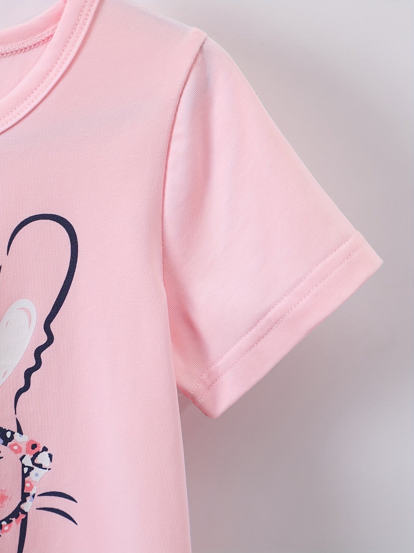 2pcs Girls Easter Rabbit T Shirts & Polka Dot Shorts Set Kids Summer Clothes