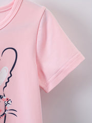2pcs Girls Easter Rabbit T Shirts & Polka Dot Shorts Set Kids Summer Clothes