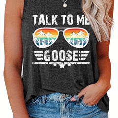 Women's Plus Colorblock Palm Tree Tank Top