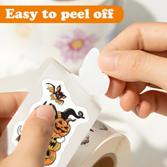 500 Halloween Stickers Roll - 10 Designs - Pumpkin Ghost Seal Label Stickers