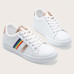 Women's Waterproof Faux Leather Sneakers Low Top Casual Shoes