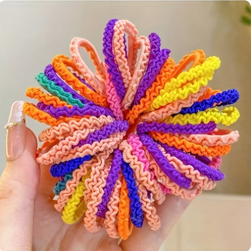 50pcs Colorful Ruffled Mini Hair Ties for Baby Girls