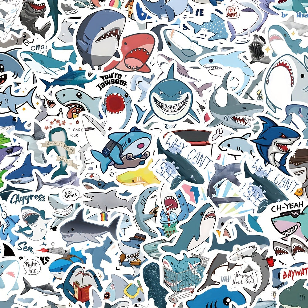 100pcs Small Shark Series Graffiti Stickers Waterproof Decorative Stickers