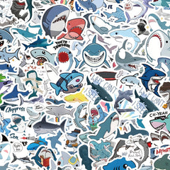 100pcs Small Shark Series Graffiti Stickers Waterproof Decorative Stickers