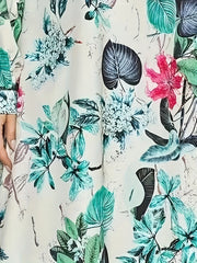 Women's Plus Tropical Print Lantern Sleeve Top & Pants Set