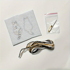 4pcs DIY Embroidery Cat Brooch Material Package Pin Self-sewn Small Handicraft