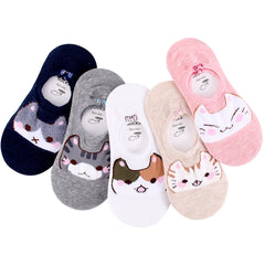 5 Pairs Soft Kitty Socks Boat Sock Pack Women's Stockings
