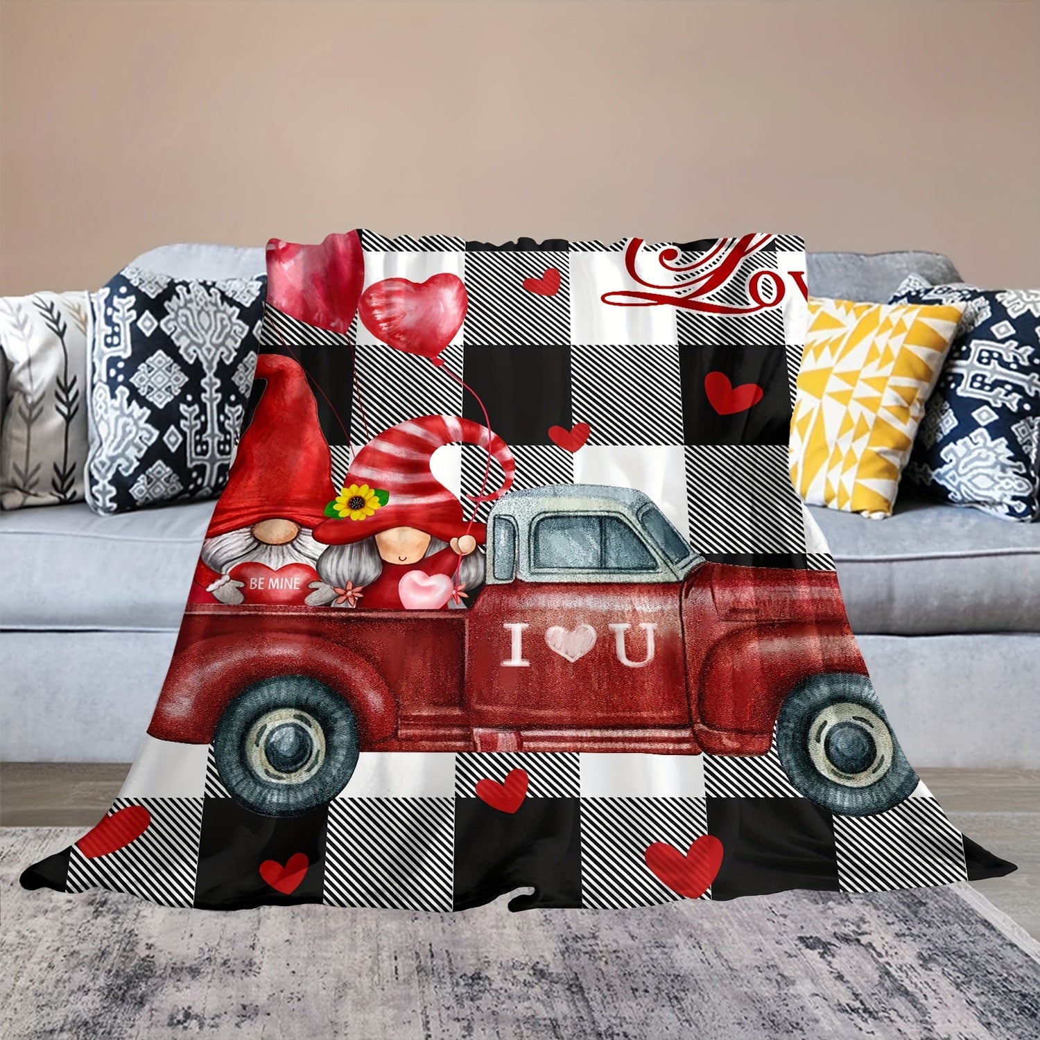 Red Truck Love Blanket Soft And Warm Sofa Blanket For All Seasons