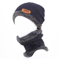 Men's Casual Style Polyester Beanie Hat Scarf Set