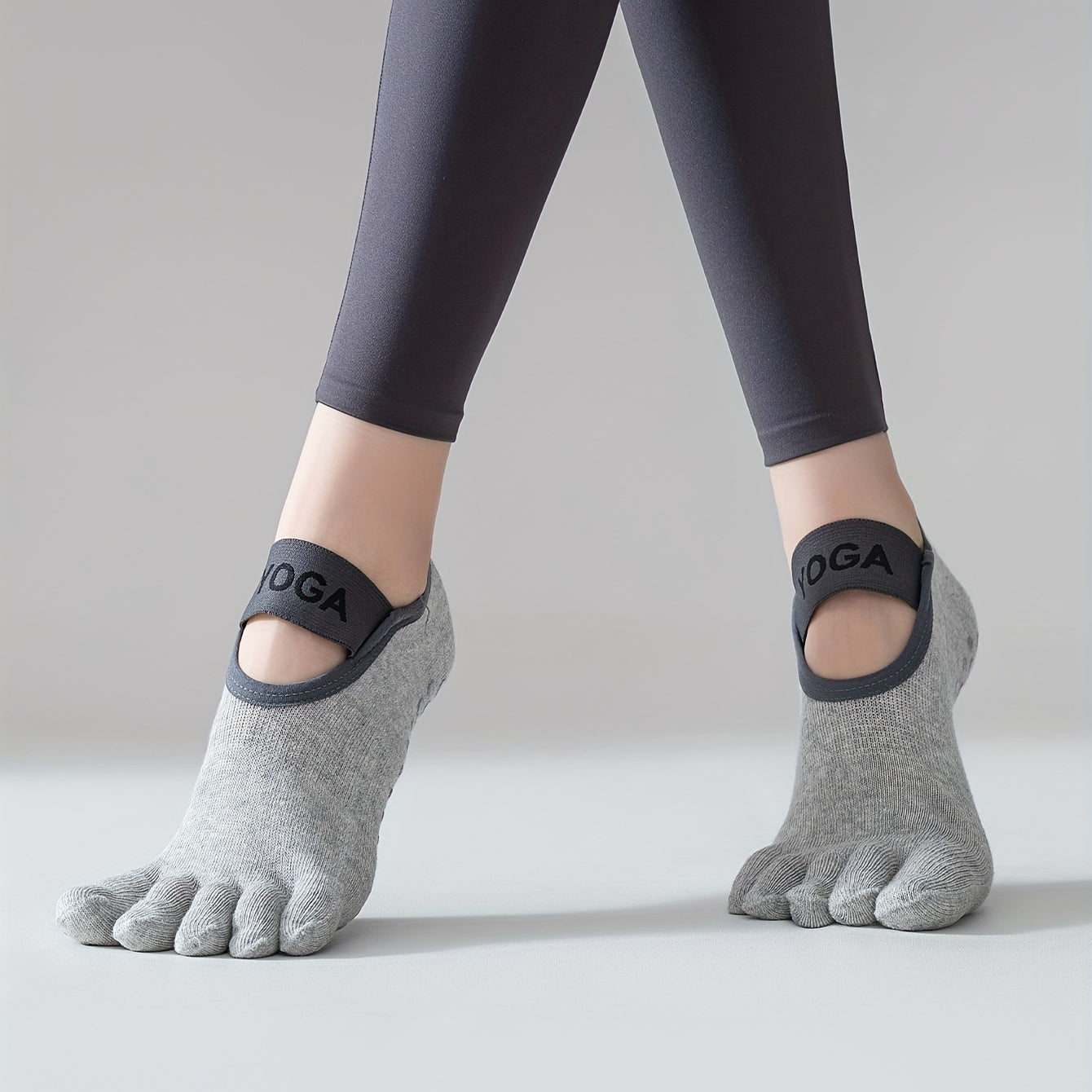 5 Pairs Mix Yoga Socks Anti-Skid Grips Five Toe Split Socks