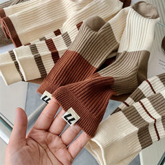 Striped Crew Socks Comfy & Breathable Women's Stockings