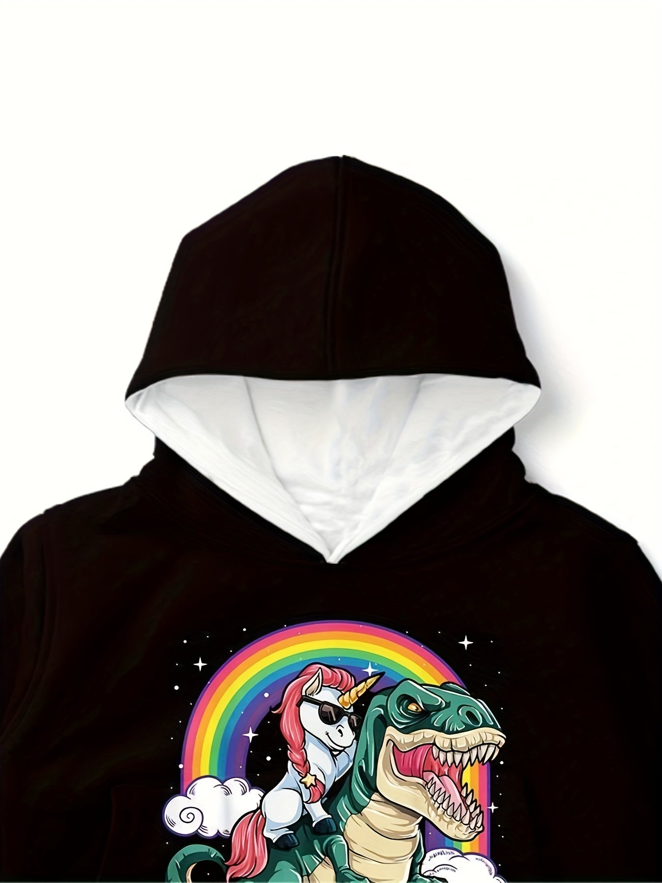 Boys Dino & Pony Print Hoodie Kid's Hooded Sweatshirt