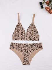 Leopard Print Seamless Bra & Panties Lingerie Set