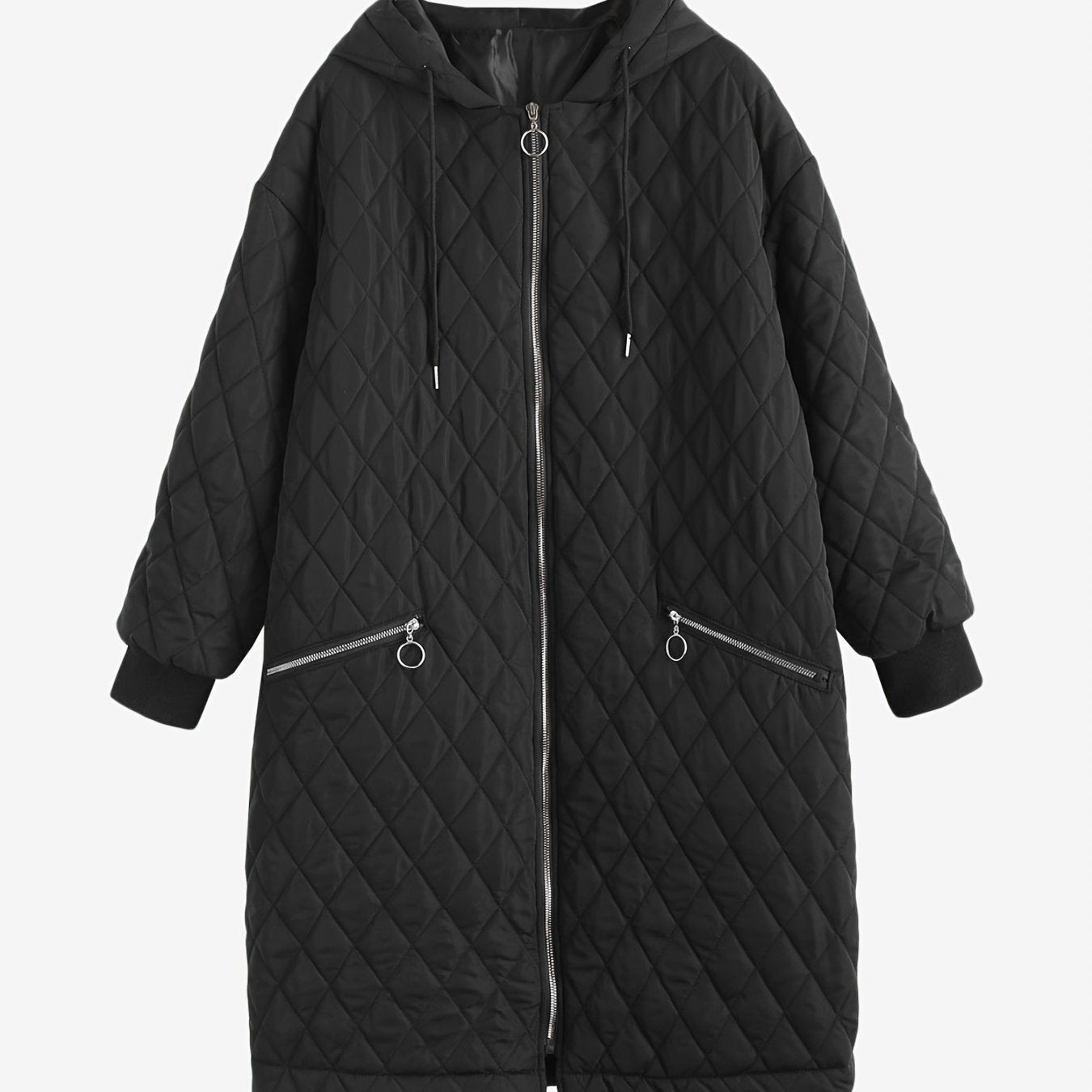 Solid Zipper Hooded Long Sleeve Padded Coat Women's Clothing