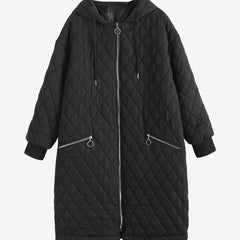 Solid Zipper Hooded Long Sleeve Padded Coat Women's Clothing