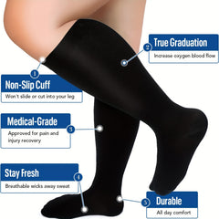 3 Pairs Plus Size Compression Socks Wide Calf for Women & Men