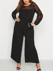 Sports Jumpsuit Mesh Long Sleeve Wide Leg Jumpsuit