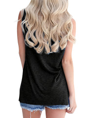 Rainbow Graphic Print Tank Round Neck Sleeveless T-shirt