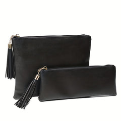 Large Leather Makeup Bag Zipper Pouch for Women Travel