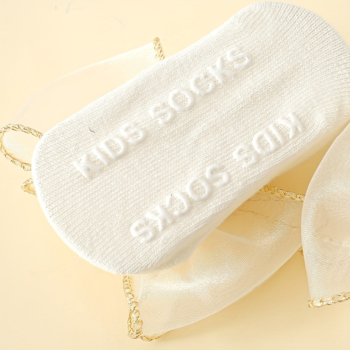 Golden Edge Large Lace Knot Ankle Socks with Baby Hairband