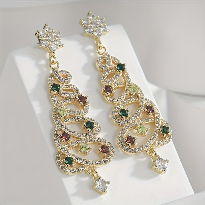 Christmas Tree Earrings - Zircon Snow Holiday Gift