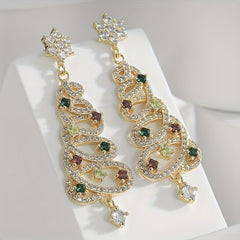 Christmas Tree Earrings - Zircon Snow Holiday Gift