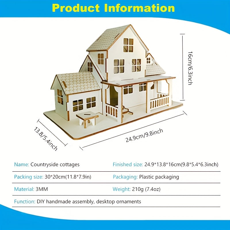 DIY 3D Wooden Villa Model Kit Handcrafted Puzzle Teens Creative Gift Idea