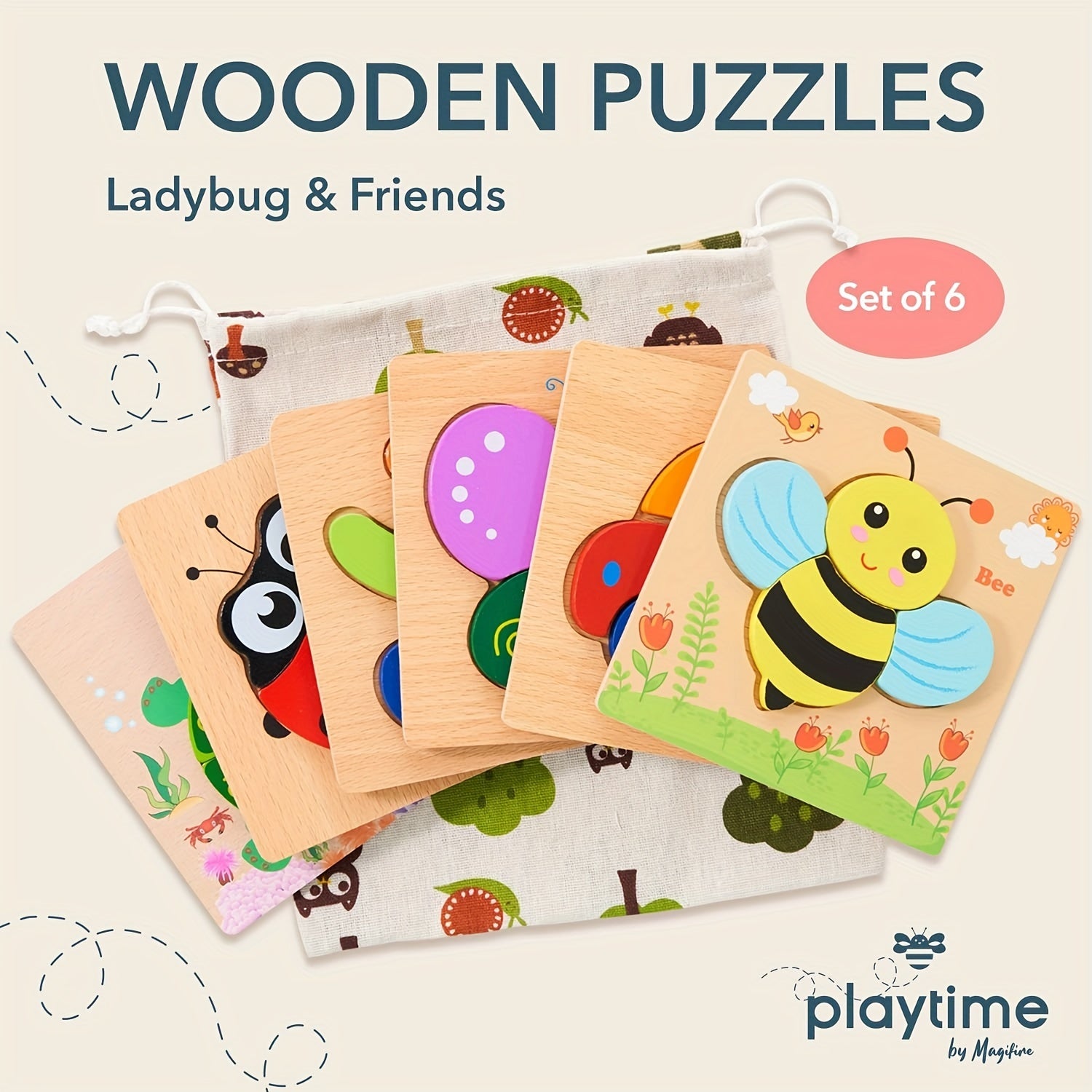 Wooden Animal Puzzles For Toddlers Educational Toys Gift Bright Vibrant Shapes