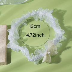 Yellow Lace Garters Bridal Faux Pearl Bowknot Garter Belt Stretch Thigh Leg Ring