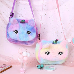 Lovely Unicorn Plush Satchel Girl's Shoulder Bag Mini Coin Purse