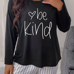 Basic Loungewear Top Women's Plus Long Sleeve Round Neck Pajama Tee