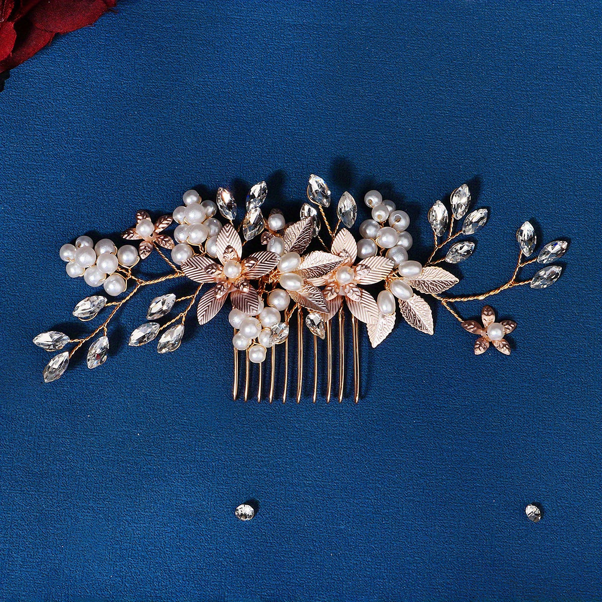 Bridal Hair Comb Side Comb Faux Pearl Crystal Head Piece