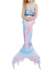 Girls Mermaid Bikini Swimsuit Ruffles Halter Top & Shorts & Bottoms