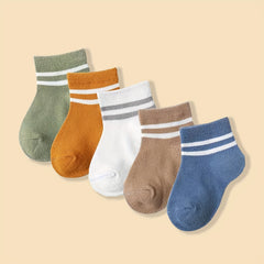 5pairs Boys Striped Casual Ankle Socks for Kids