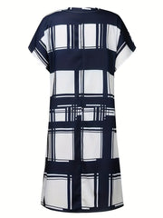 Printed Short Sleeve V-Neck Maxi Dress
