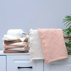 Tassel Jacquard Bath Hand Towel Cotton Soft Absorbent Bathroom Towel