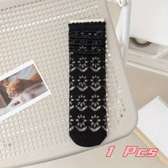 2 Pairs Floral Print Ruffle Socks Comfy & Breathable All match Stockings