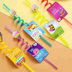 24pcs Reusable Ice Cream Straws Party Favors with 2pcs Brush