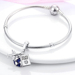 Travel Airplane Passport Earth Bead Dangle Charm Jewelry Beads