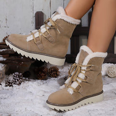 Women's Non slip Thickened Snow Boots Warm Lace Up Thick Bottom Snow Boots