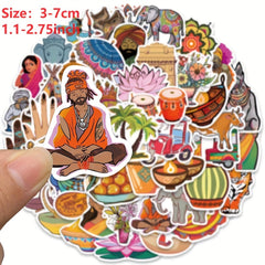50pcs Indian Silk Embroidery Stickers For Luggage Window Phone Cup