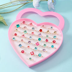 36pcs Colorful Gemstone Rings for Kids Girls Children