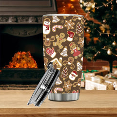 Christmas Printed Stainless Steel Tumbler 590ml with Straw