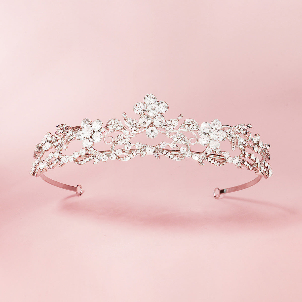 Silver Flower Queen Crowns Crystal Tiara