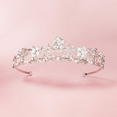 Silver Flower Queen Crowns Crystal Tiara