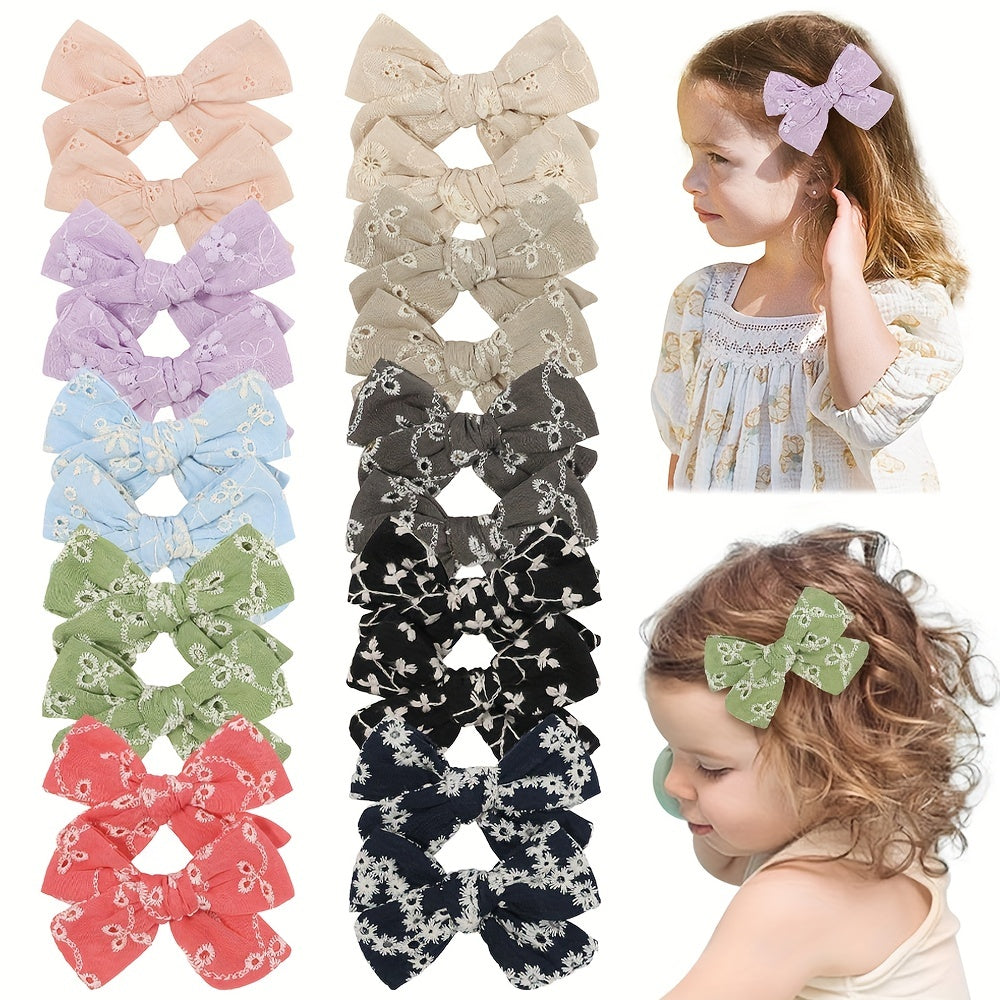 12pcs Baby Girls Floral Bow Hair Clips Princess Hair Accessories