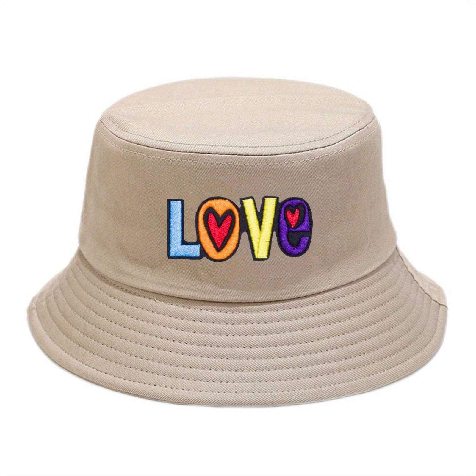 Mens Bucket Hat Love Embroidered Fisherman Hat